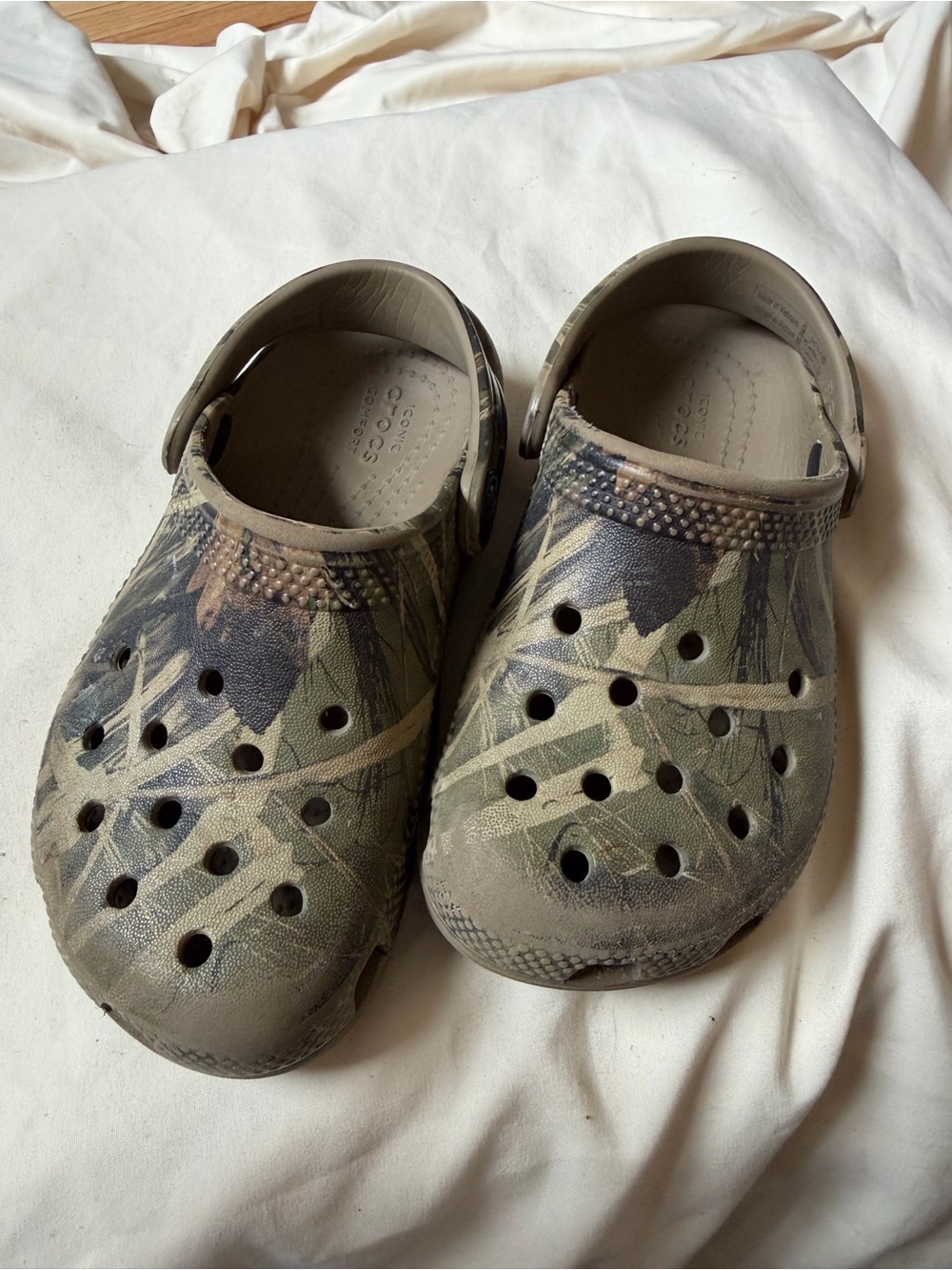 CROCS Kids Camouflage Green Brown Slip-On Clogs